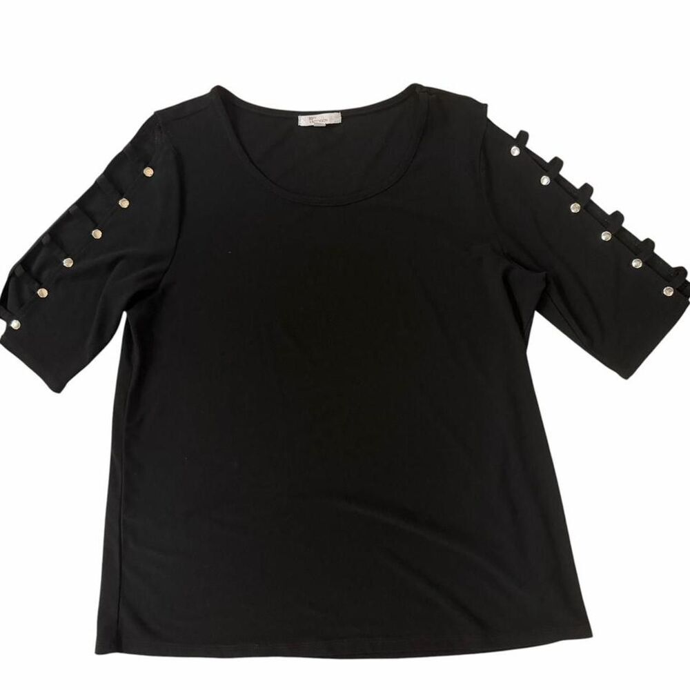 Black 89th + Madison blouse with silver studs on sleeves